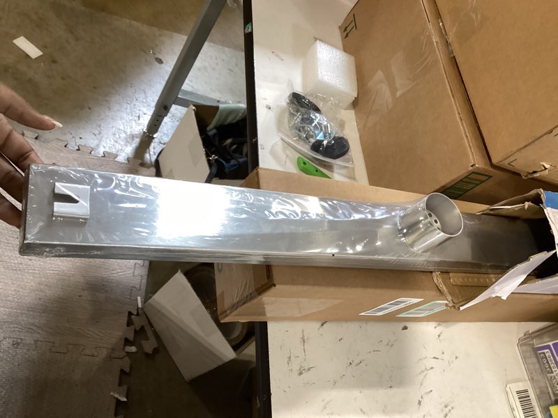 Condition photo showing Good Condition for sanitemodar linear shower drain, shower drain 30 inch with removable grate, brushed 304 stainless steel shower drain include hair strainer,adjustable leveling feet stainless steel 30 inch