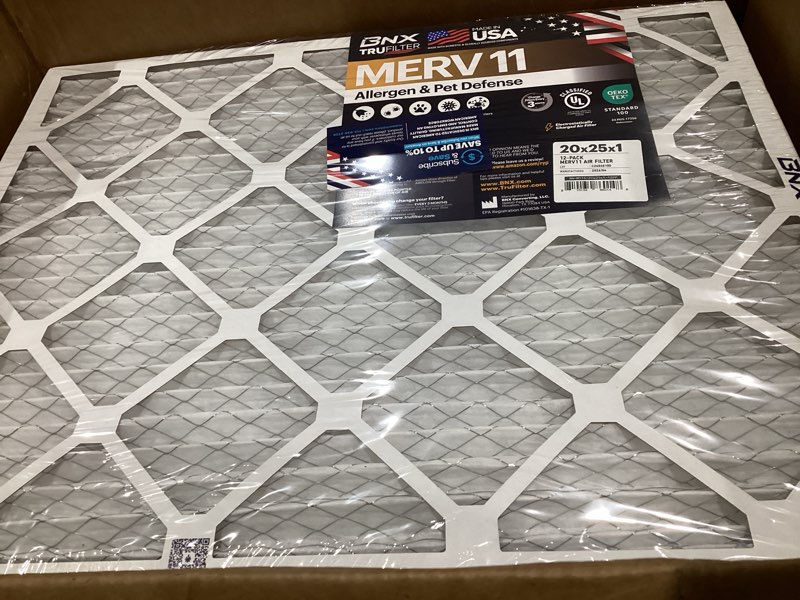 Condition photo showing Good Condition for bnx trufilter 12x12x1 air filter merv 11 (6-pack) - made in usa - allergen defense electrostatic pleated air conditioner hvac ac furnace filters for allergies, dust, pet, smoke, allergy mpr 1200 fpr 7 12x12x1 6-pack