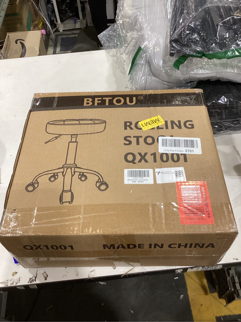 Condition photo showing As Is for Black Classic Swivel Stool with Wheel for Salon Work Home SPA Shop Height-Adjustable and Cost-Effective Rolling Stool Chair Small