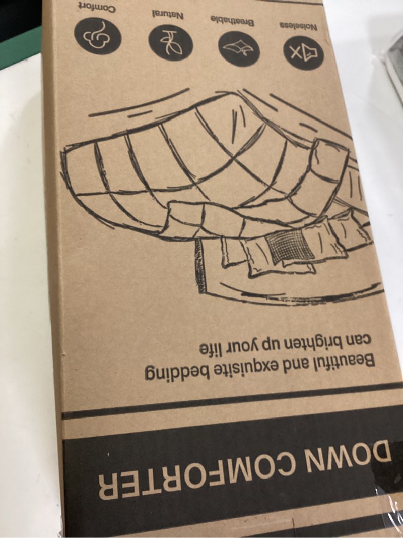 Condition photo showing New/Like New for cymula full size feather down comforter - all season dark grey duvet insert, lightweight box stitched, fluffy breathable, ultra soft quiet hotel style with 8 tabs(82" x 86")