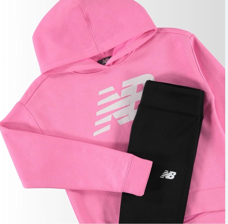 new balance girls 2 piece set – crewneck sweatshirt & flared leggings set, soft cotton blended fleece premium activewear(size m(10/12).