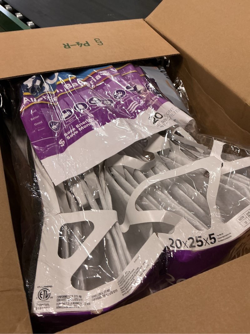 Condition photo showing As Is for filtrete 20x25x5 ac furnace air filter, mpr 1550, merv 12, fits trion airbear, certified asthma & allergy friendly, electrostatic air cleaning filter, 1-pack (actual size 19.56 x 24.13 x 4.75) 4.7" x 24.2" x 19.6"