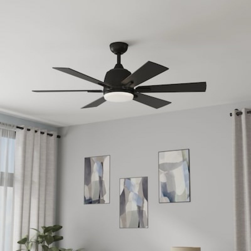 Harbor Breeze Bradbury 48-in Integrated LED Downrod or Flush Mount Matte Black with Matte