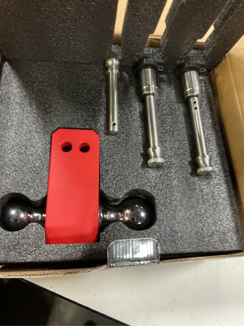 Condition photo showing Good Condition for metoware adjustable trailer hitch - aluminum tow hitch fits 2-inch receiver - heavy duty drop hitch with 4-inch drop/rise for truck (14,000 lbs gtw), double stainless steel locks & hitch pin, red red 4-inch drop