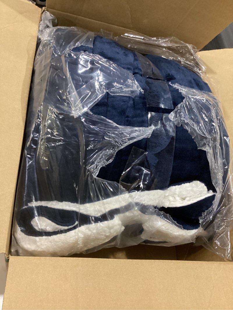 Condition photo showing New/Like New for Bedsure GentleSoft Navy Fleece Blankets Queen Size - Bed Blanket Blue Soft Lightweight Plush Fuzzy Cozy Luxury Microfiber, 90x90 inches, SIMILAR TO STOCK PHOTO 