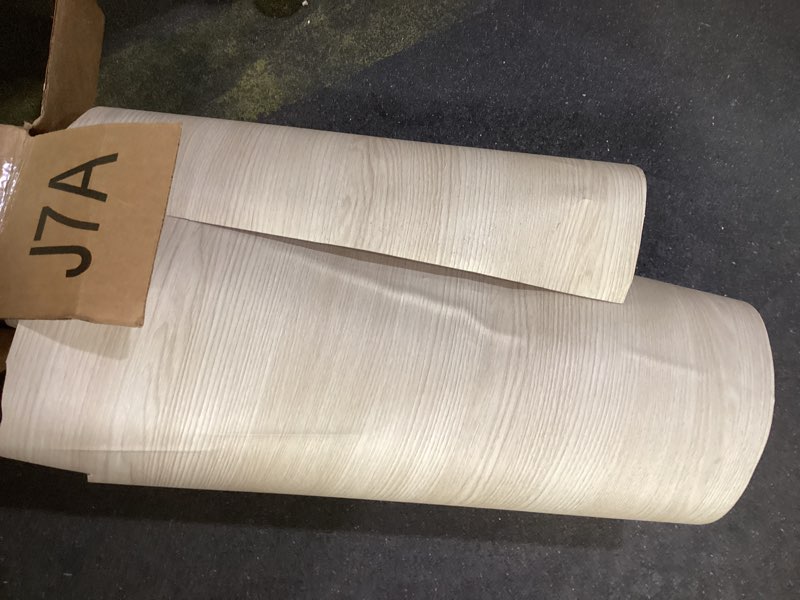 Condition photo showing As Is for *similar to stock photo* wood grain wallpaper peel and stick beige cherry wood contact paper vinyl film