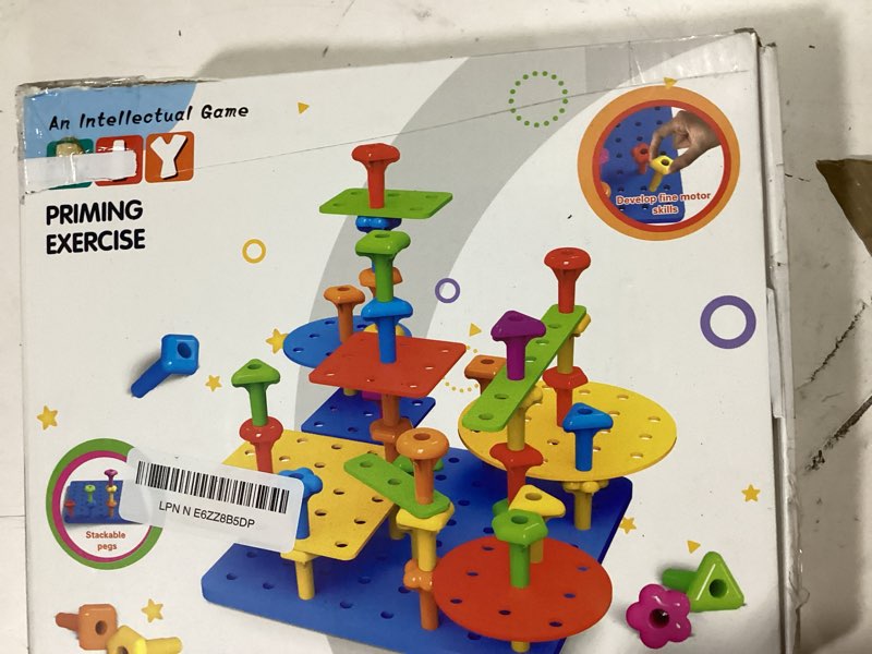 Condition photo showing Good Condition for ggiibro peg board toy set 101pcs diy building stacking toys for kids 3-6 years old,stem educational kids toy for brain development,montessori sensory toys,plastic lacing string game