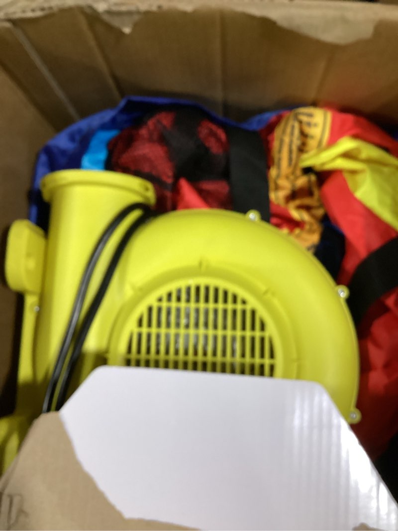 Condition photo showing As Is for play day jump  n away kids bouncer with blower included