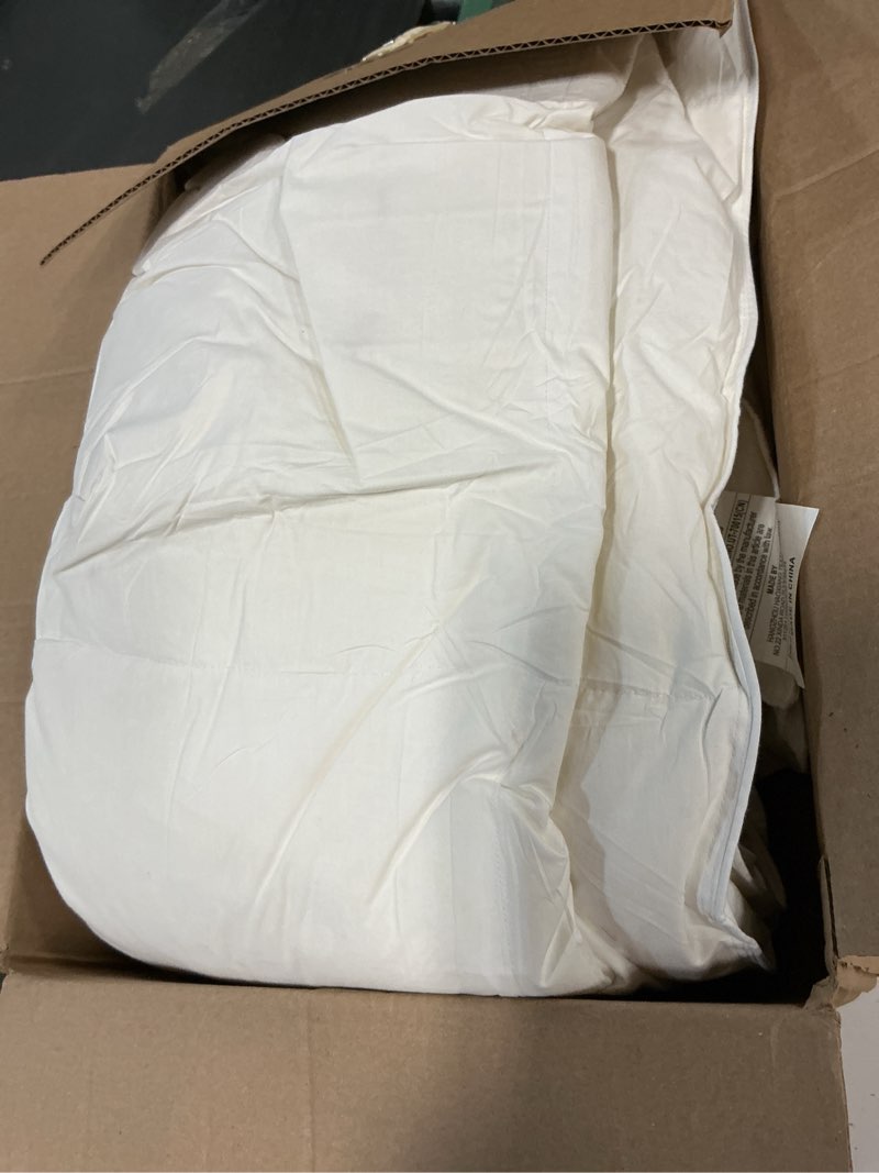Condition photo showing As Is for Feather and Down Comforter Insert Queen Size, 100% Cotton Cover, All Season White Down Feather Duvet Insert, Fluffy Soft Hotel Luxury Bedding for Bedroom, 90 x 90 Inches Queen White/All Season