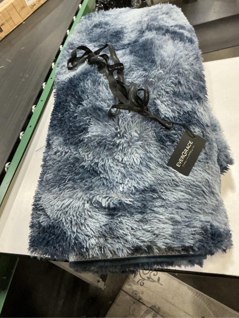 Condition photo showing As Is for Merelax Modern Soft Fluffy Small Shaggy Rug for Bedroom Livingroom Dorm Kids Room Indoor Home Decorative, Non-Slip Plush Furry Fur Area Rugs Comfy Nursery Floor Carpet 7X10 Feet,Tie-Dyed Deep Grey 7' x 10' (Rectangular) Tie-dyed Deep Grey