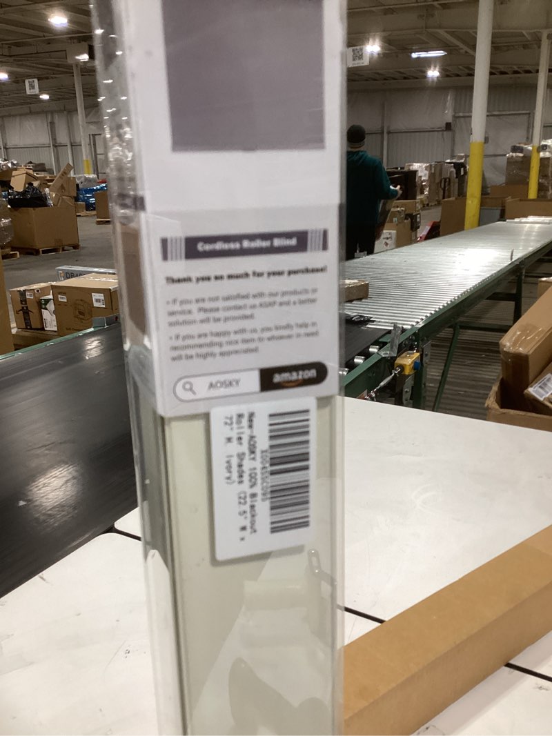 Condition photo showing New/Like New for AOSKY Cordless Roller Shades Blackout Blinds for Windows Room Darkening Rolled Up Shades with Spring System, UV Protection Window Shades Door Blinds for Home and Office (23" W x 72" H, White) 23"W x 72"H White