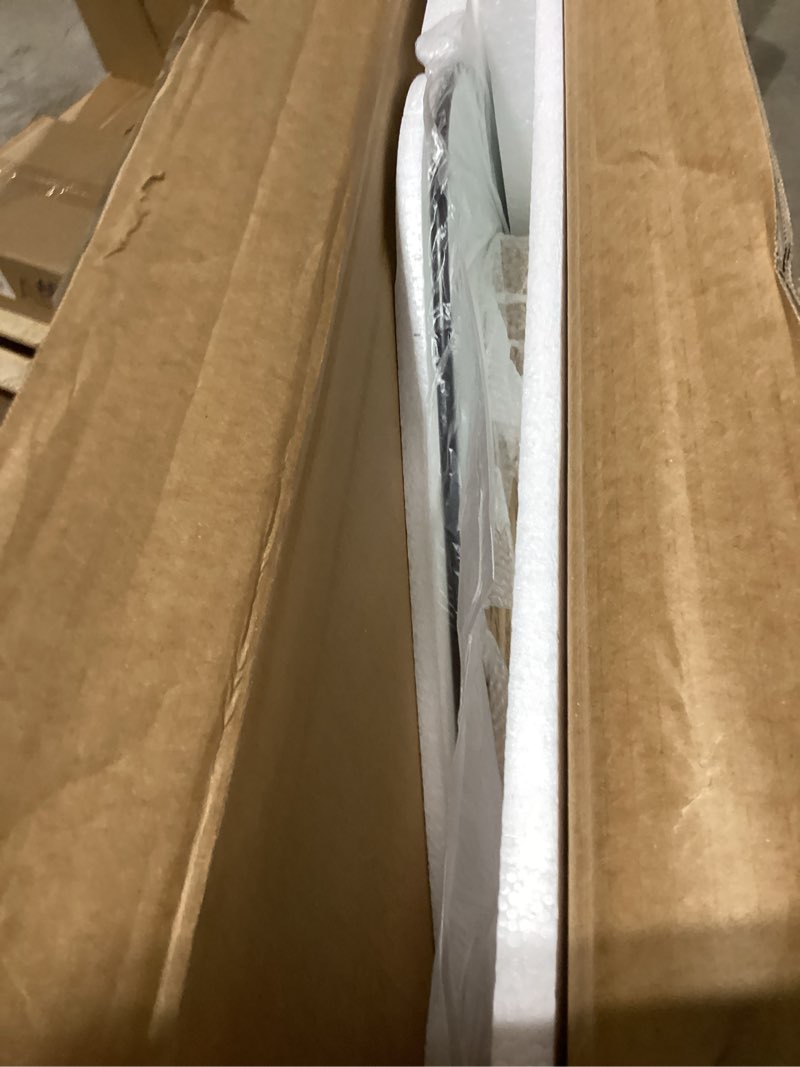 Condition photo showing As Is for Honyee Morden Coffee Table, 42.5" x 28.5" x 16.1" Triangle Tempered Glass Top for Living Room, Color: Natural Wood