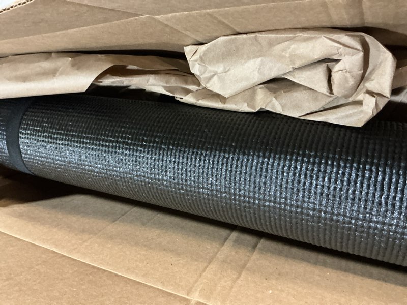Condition photo showing As Is for amazon basics extra thick exercise yoga mat with carrying strap black 1/2 inch