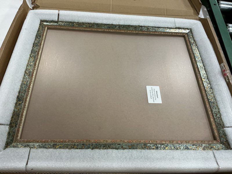 Condition photo showing New/Like New for ArtXO Antique 16x20 Picture Frame,2.75" Wide Wooden Vintage Ornate Photo Frame 16 by 20 In,Gallery Wall Art Decor,Bronze Gold & Aquamarine 4 16"x20" Green(with Plexiglass and Back)