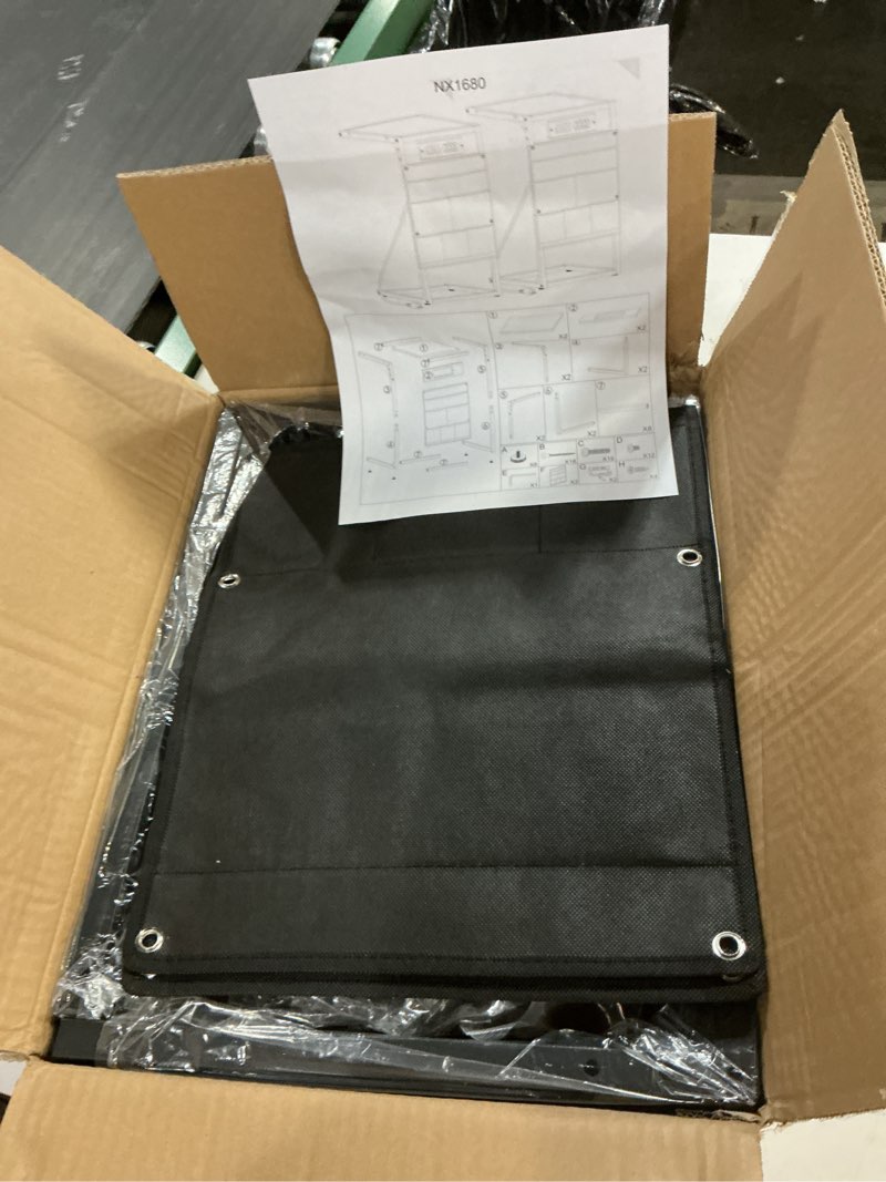 Condition photo showing Good Condition for c shaped end table set of 2, tv tray with charging station, usb ports and outlets, slide under couch, storage bag, for small spaces (brown)