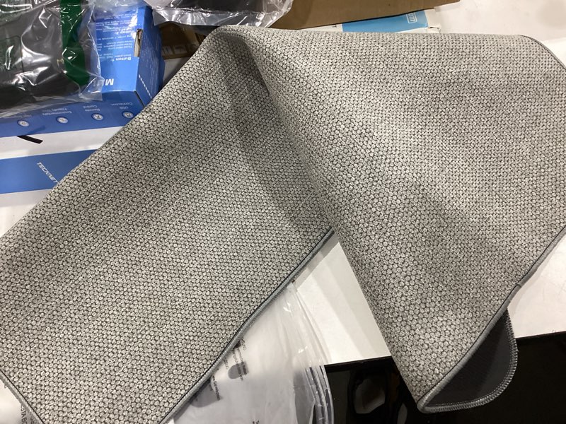 Condition photo showing New/Like New for bath mat,ultra thin bathroom rugs,rubber bath mats for bathroom,no slip bath rugs,quick dry,machine washable,low pile,absorbent,shower outside,sink,home decor accessories.grey,1'8"x2'8"(20x32inch) grey 1'8" x 2'8" (rectangular)