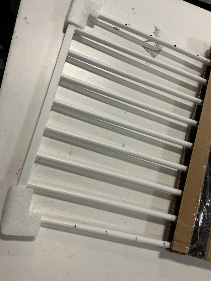 Condition photo showing Good Condition for malier dog gate with door, 34-55" extra wide full metal pet gate short dog gate for stairs, pressure mount 20'' tall puppy gate, easy step over low gate for doorways white 20''h × 34''- 55''w