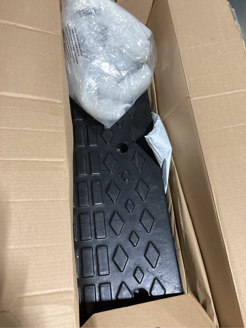 Condition photo showing As Is for nisorpa 4" rubber curb ramp heavy duty driveway loading rubber curb ramps 22000lbs(10 ton) car sidewalk slope ramp for bike vehicle warehouse motorcycle wheelchair 39.37 x9.84 x3.93in 4inch