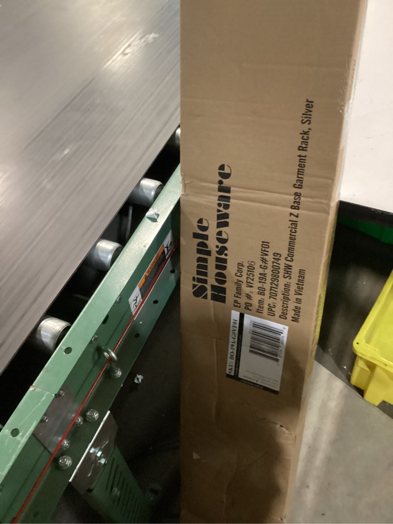 Condition photo showing New/Like New for Simple Houseware Industrial Grade Z-Base Garment Rack, 500lb Load with 63 Inches Extra Long Bar, Gray