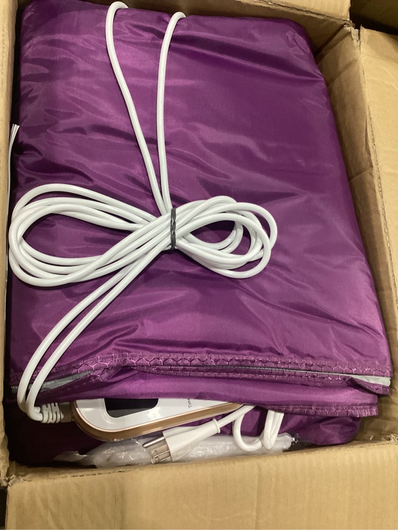 Condition photo showing New/Like New for natural jade and tourmaline heat far infrared sauna blanket with remote control for exercise recovery heating detox 2-zone double zipper digital display portable saunas for home relaxation purple