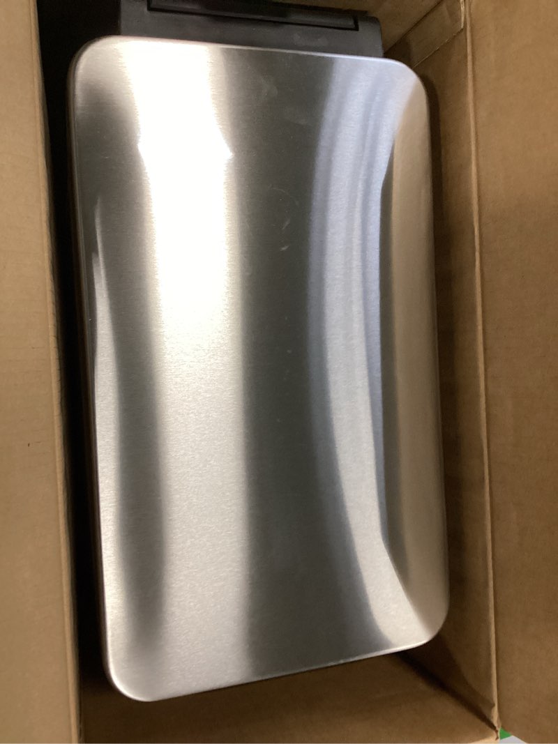 Condition photo showing Good Condition for simplehuman 10 Liter / 2.6 Gallon Stainless Steel Bathroom Slim Profile Trash Can, Brushed Stainless Steel