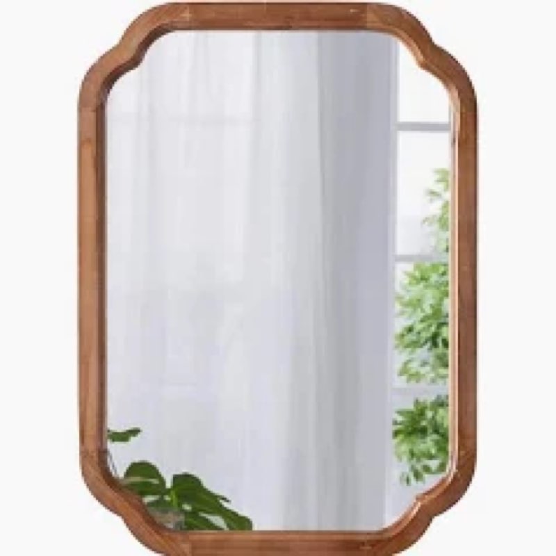Sintosin Farmhouse Bathroom Mirrors for Wall Decor 17 X 24 Inch, Wood Frame Arched Corner Rectangle 