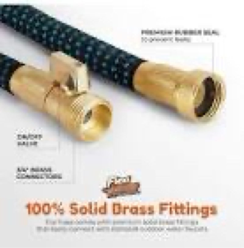 flexi hose lightweight expandable garden hose, 75ft -retractable garden hose, water hose - no-kink flexibility, 3/4 inch solid brass fittings and double latex core black 75 ft