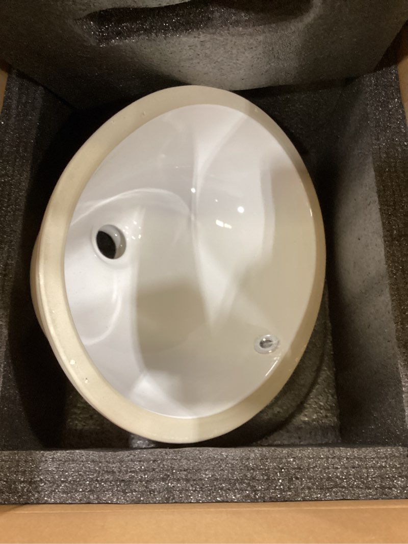 Condition photo showing Good Condition for 16.5"x13.4" Oval Shape Small Undermount Bathroom Vessel Sink, Ceramic White Vanity Top Sink with Overflow