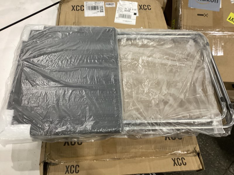 Condition photo showing New/Like New for garden 4 you folding tv tray table tv dinner trays tables for eating,stable tv trays table 25in, folding tray side table, foldable snack tables for bed & sofa, 15 x 18.9 x 26 in (grey,2pc) 2pcs grey