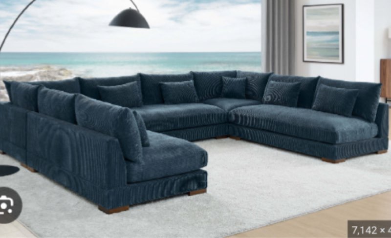 (incomplete )Caoimh 147\" Wide Reversible Modular Sofa & Chaise Body Fabric: Blue Corduroy