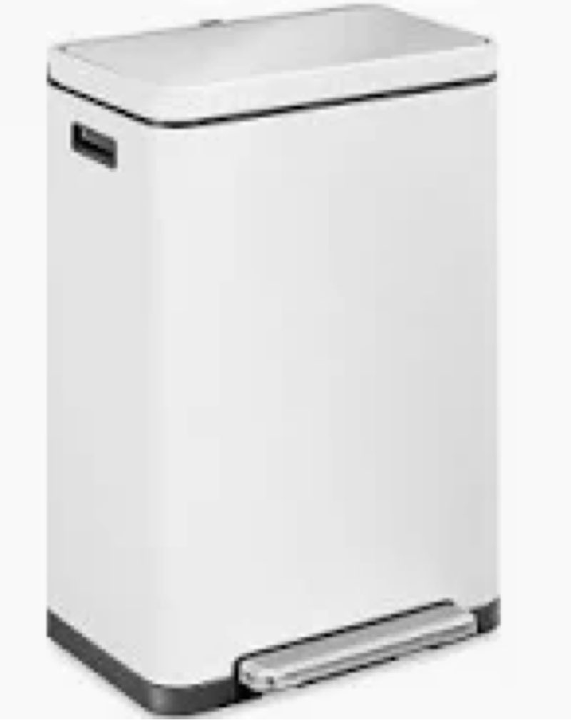 Stainless Steel Trash Can, M7 12L Capacity, 30x24x44cm, Durable Kitchen Bathroom Bin, Anti-Stain Han