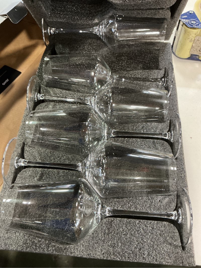 Condition photo showing Good Condition for JBHO 17 oz Lead-Free Wine Glasses Set of 6, Hand Blown Durable Crystal Wine Glasses for Daily Use and Hosting Guests, Thin Rim for Serving Red and White Wine, Gift packing for any occasion Wine Glasses 6 Count (Pack of 1)