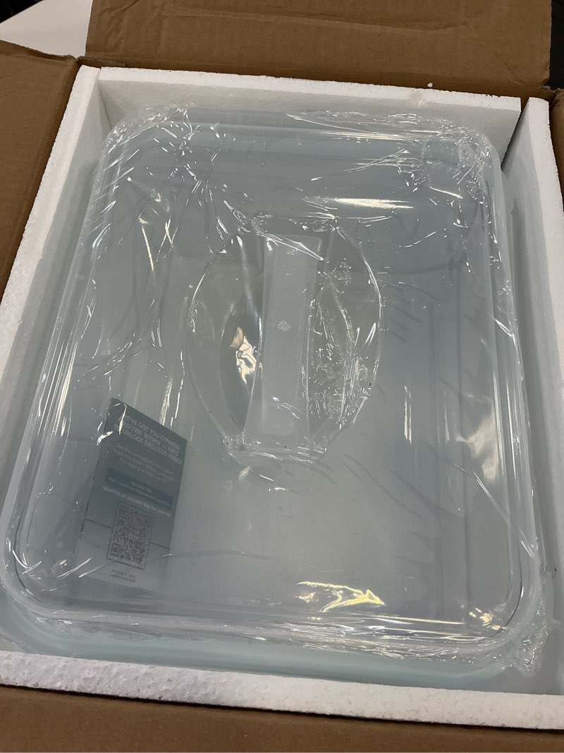 Condition photo showing New/Like New for 220oz/6500ml/28cup extra large glass storage containers with airtight lid - borosilicate large glass food storage for rotisserie chicken, turkey - xl big glass soup bowls freezer to oven safe white handle