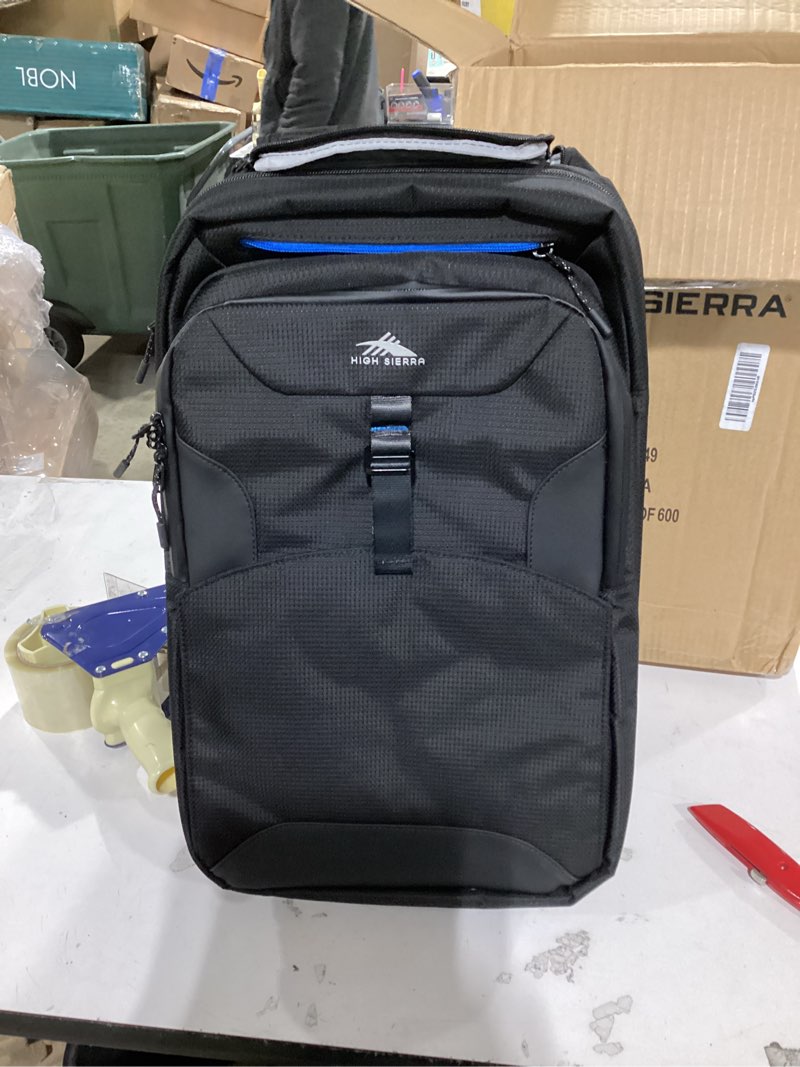 Condition photo showing Good Condition for High Sierra Hi-Life 3-in-1 Convertible Wheeled Backpack-Removable Daypack, Stack-It Strap, Adjustable Handle, Black/Blue