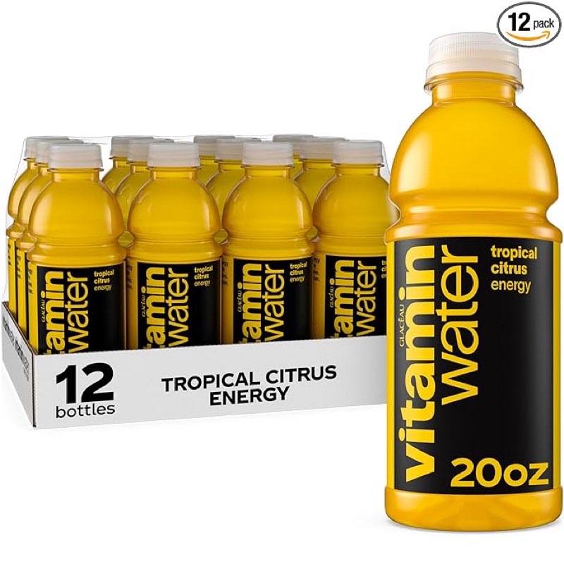 vitaminwater Energy Tropical Citrus Nutrient Enhanced Flavored Water Beverage, 20 fl oz Bottles, 12 Pack ( BB: Nov 03/25)