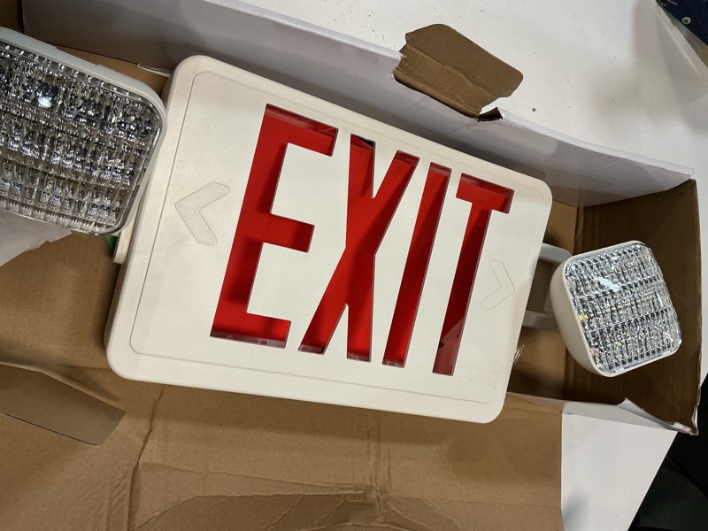 Condition photo showing Good Condition for lithonia lighting exrg series 3.5-watt 120/277-volt led white hardwired exit light with red/green lights
