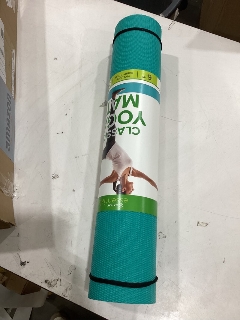 Condition photo showing Good Condition for gaiam essentials 1/4" thin (6mm) yoga & pilates, fitness & exercise mat with easy-cinch carrier strap cusion support for fitness and gym workouts teal 1/4" (6mm)