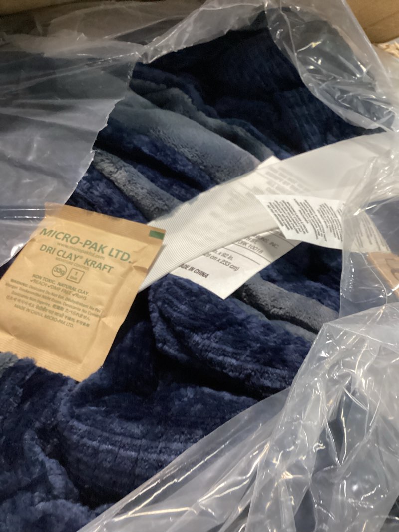 Condition photo showing Good Condition for UGG Remina Comforter Set 5 Piece Bed in a Bag with Throw Blanket, Decorative Pillow, Shams, and Reversible Comforter Hypoallergenic Washable Luxury Warm Fluffy Bedding Set, Full/Queen, Navy Blue Blue Full/Queen