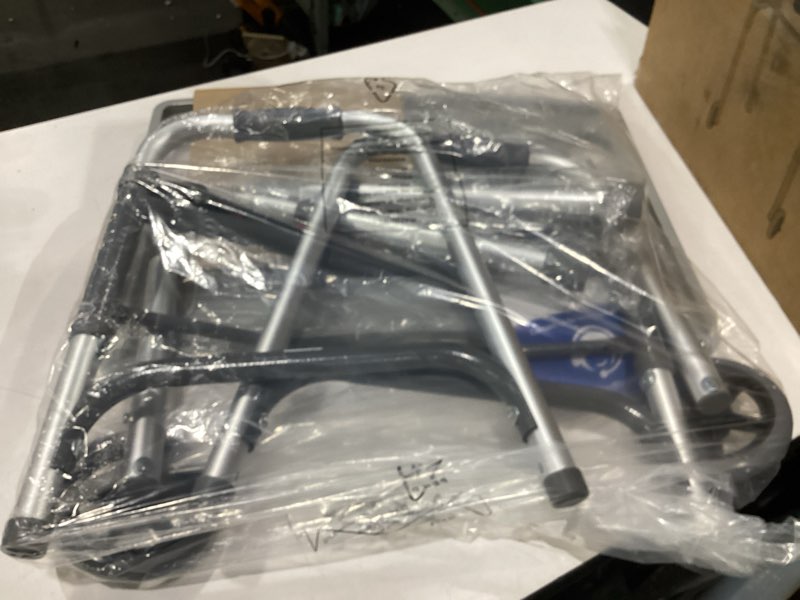 Condition photo showing New/Like New for loyoda folding walker with tray, 5" wheels lightweight walkers for seniors and adults, supports up to 350 pounds, adjustable height, compact standard walker, silver silver walker with tray