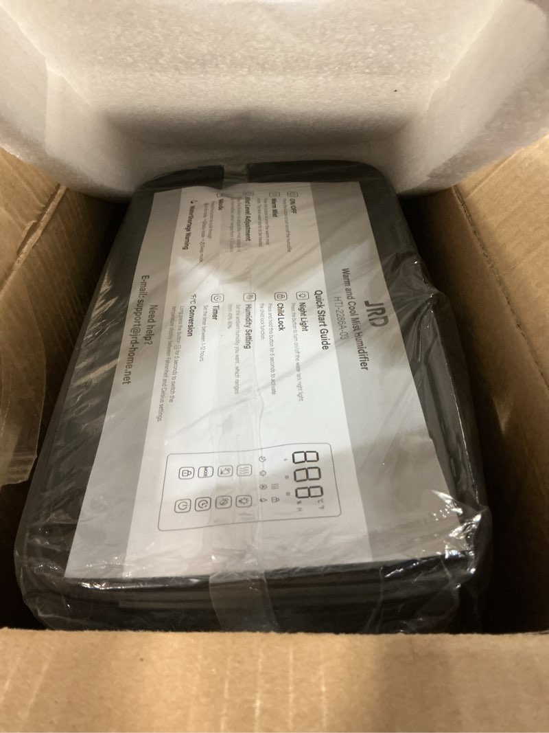Condition photo showing item condition for JRD Warm & Cool Mist Humidifiers for Bedroom 5L, Quiet Ultrasonic Air Humidifier Fast Symptom Relief, 50H Runtime, 12H Timer, Oil Diffuser, 7 Color Light for Large Room, Office, Baby, Plants-Black HT-5L Black