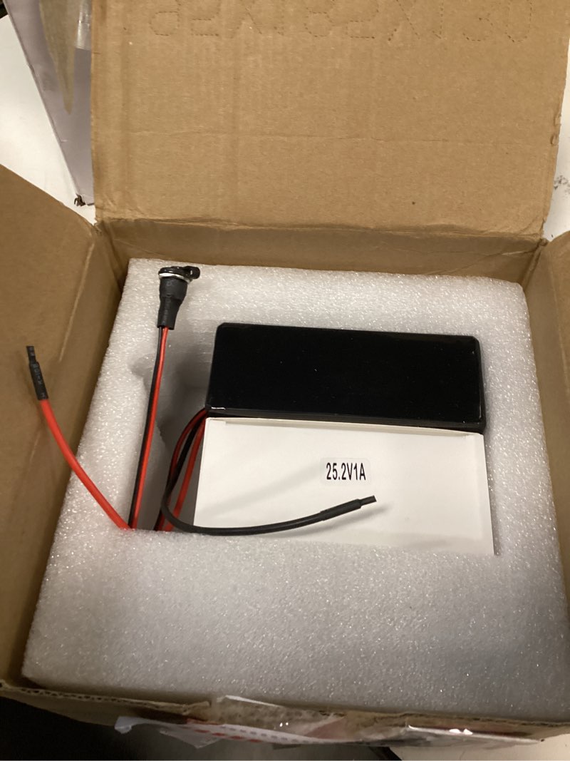 Condition photo showing As Is for 24v 5.2ah lithium battery with 25.2v 1a charger, 24v rechargeable battery for led strips and diy projects black