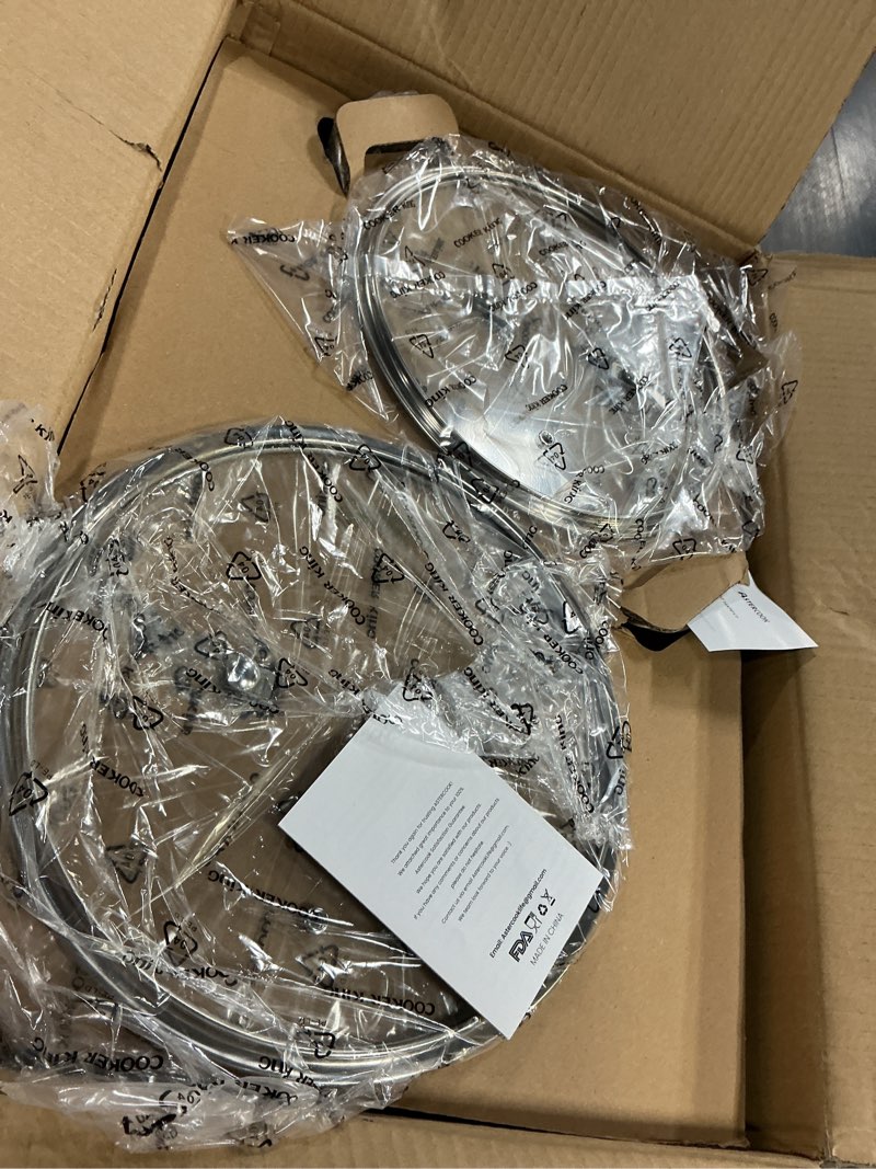 Condition photo showing New/Like New for cooker king stainless steel 10pcs cookware set, pots and pans set with lids, frying pans, saucepans, saute pan & stock pot, non stick, non toxic, induction, oven, dishwasher safe, stay-cool handles