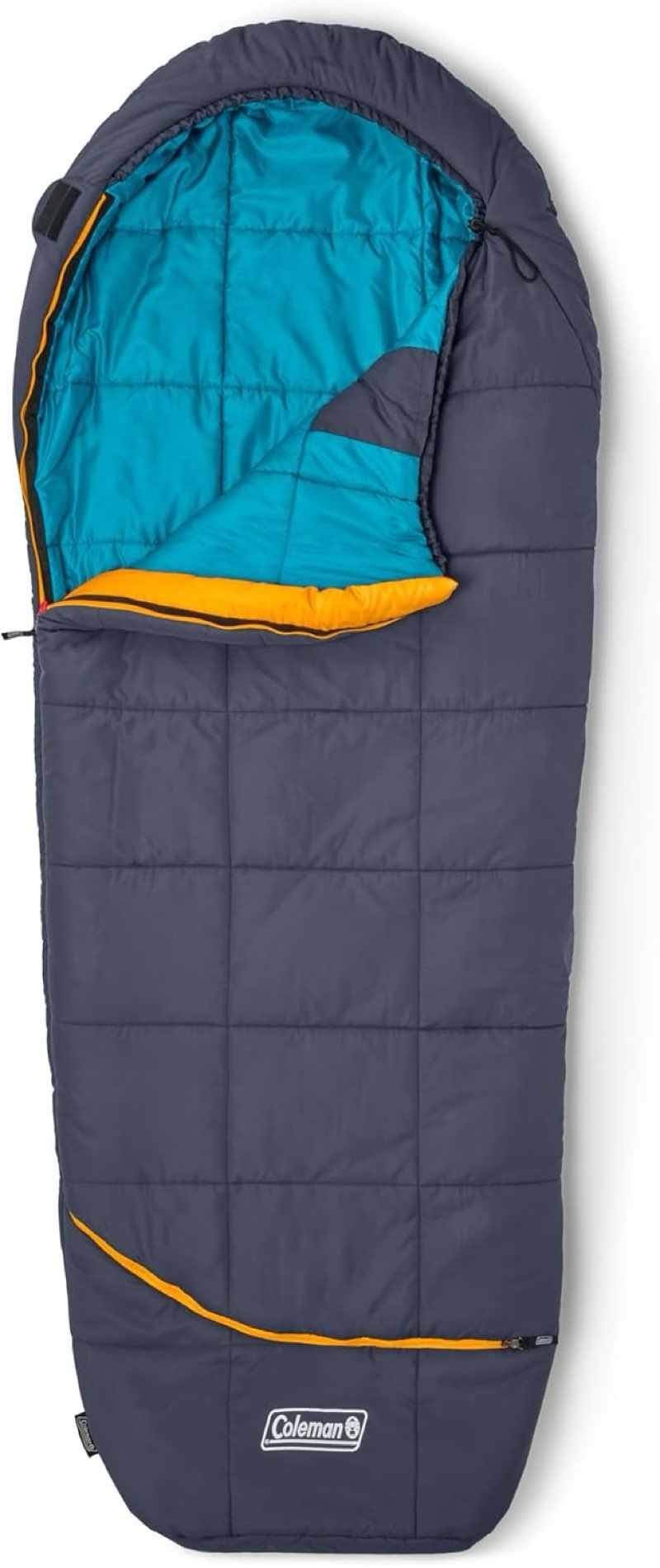coleman big bay 0/20/40°f cold-weather sleeping bag, adult mummy sleeping bag with headrest, foot ve