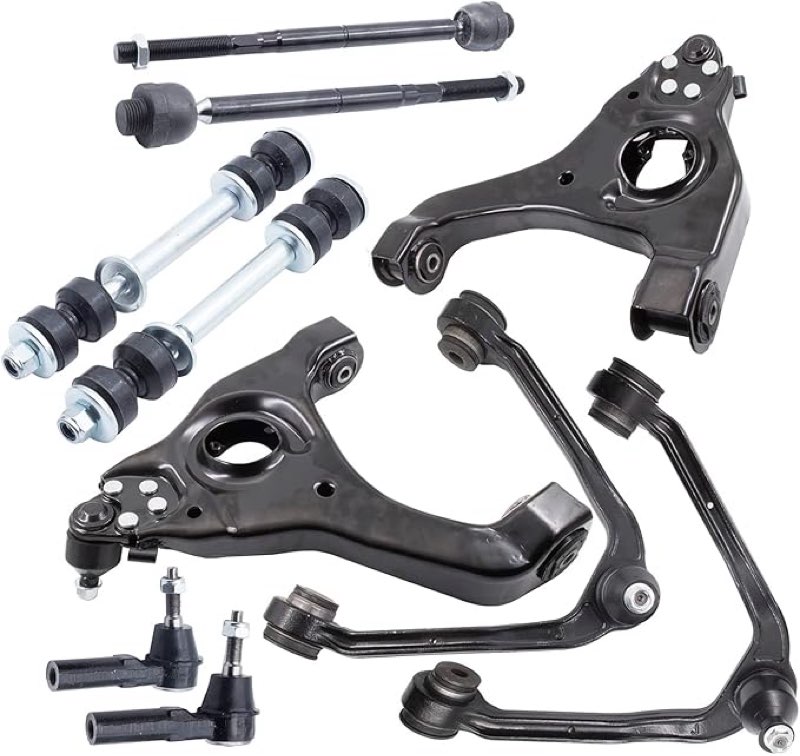 front control arm suspension kit 10pc replacement for chevy silverado 1500 1999-2006, for gmc sierra 1500 rwd 1999-2006, lower upper control arm and ball joint outer inner tie rod end sway bar link
