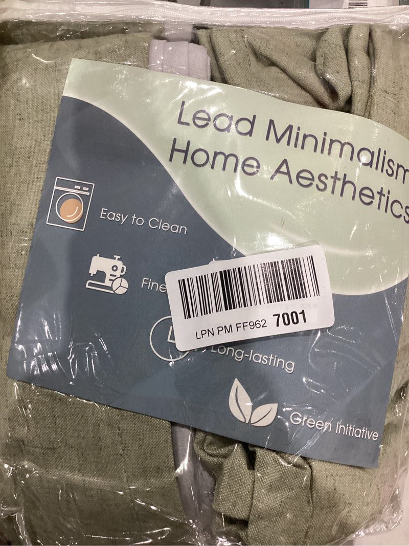 Condition photo showing Good Condition for Pinch Pleated 100% Blackout Linen Curtains 96 Inches Long 2 Panels for Bedroom Living Room Two Layer Black out Drapes with Pinch Pleat Hooks Soundproof Room Darkening Window Treatments Sage Green Sage Green 40"W x 96"L (Pack of 2)