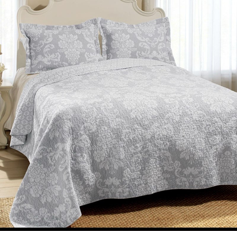 King Venetia Reversible Quilt Set Gray - Laura Ashley