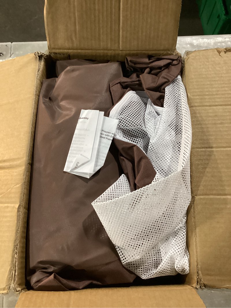 Condition photo showing Good Condition for EHEYCIGA 42x42x26 Inches Puppy Playpen with Top Cover for Dogs & Cats Indoor or Outdoor - Dog Playpen with Door, Dog Fence for Small Animal with Heavy-Duty Oxford & Steel Frame, Brown Brown 42x42x26(With Cover)