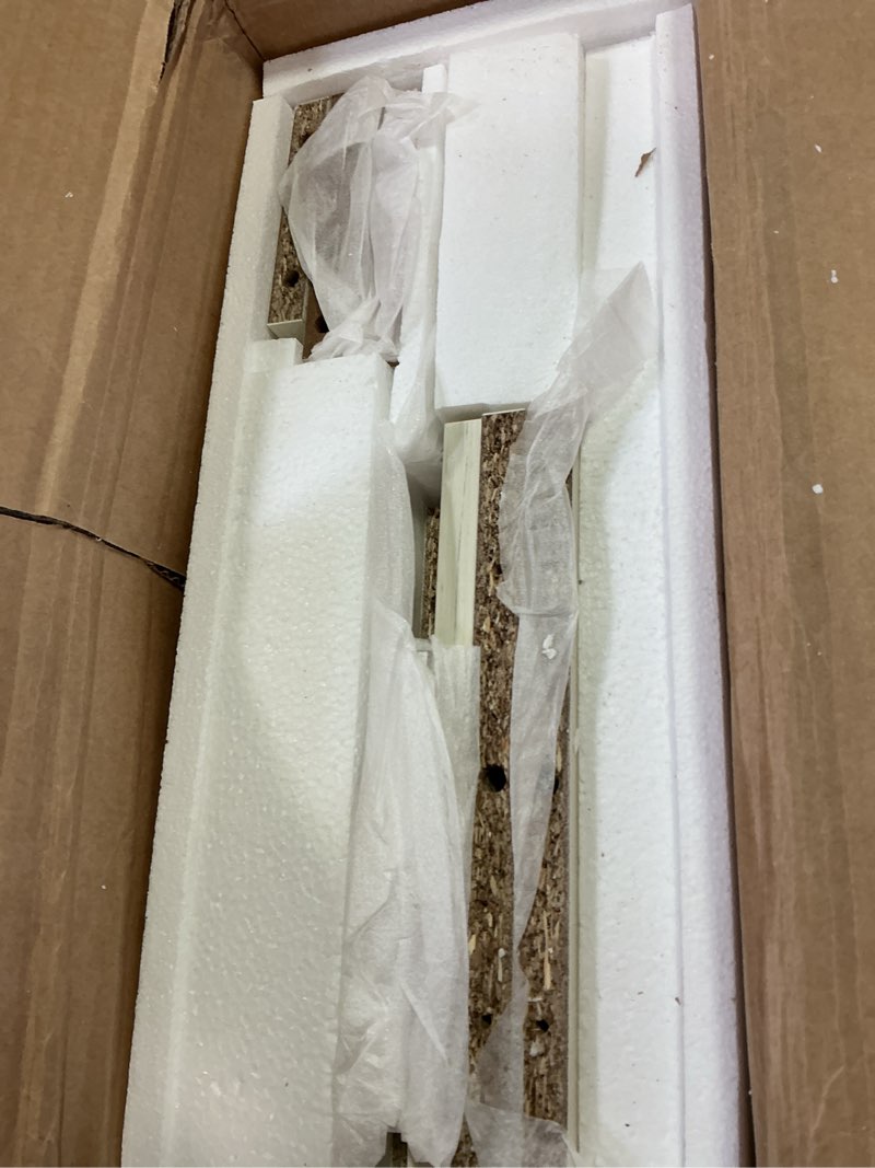 Condition photo showing Good Condition for Shoe Storage Cabinet,Farmhouse Shoe Organizer with 2 Flip Drawers & Barn Door Design,Freestanding Hidden Slim Narrow Shoe Rack Cabinet for Entryway,Foyer,Hallway,Antique White