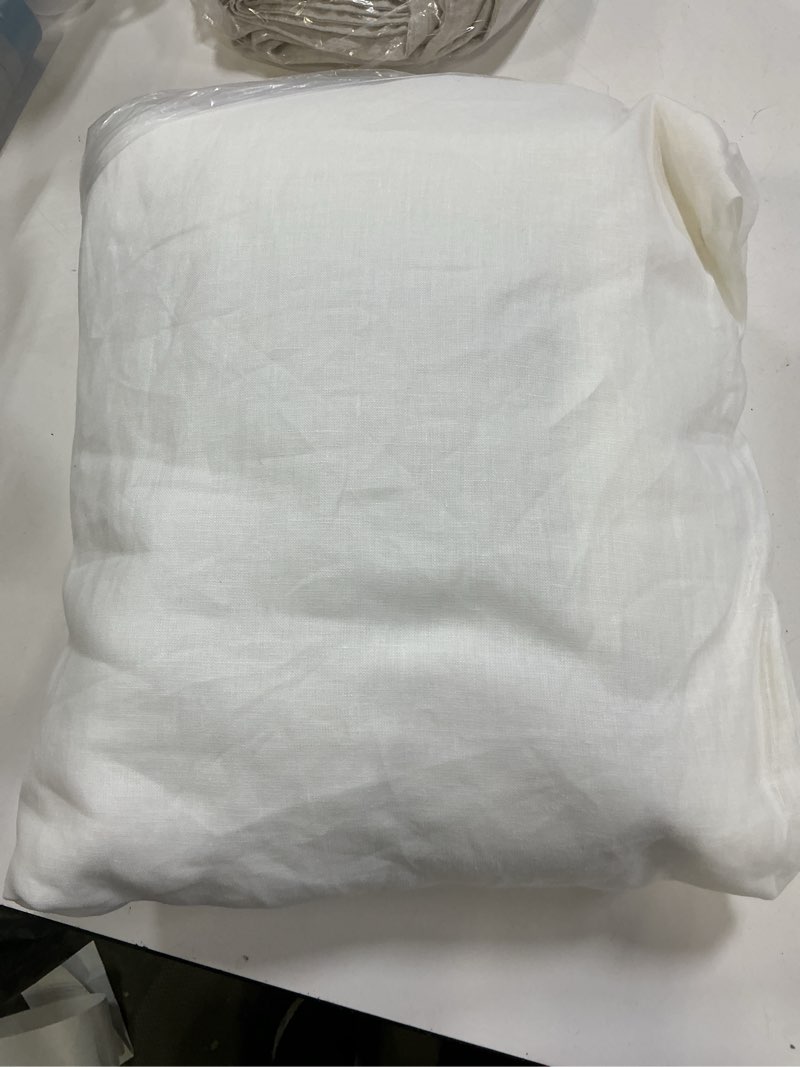 Condition photo showing Good Condition for quince european linen curtain - single panel, 96x108, white