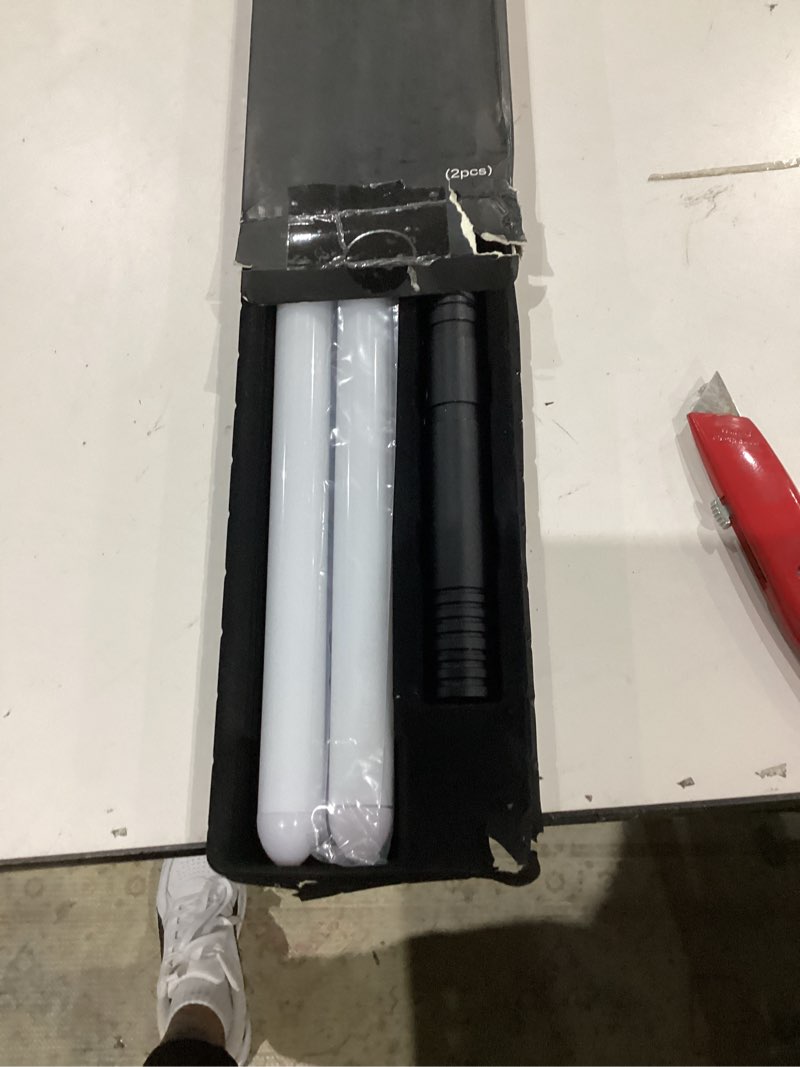 Condition photo showing Good Condition for lightsaber, led light saber with 15 rgb colors, lightsabers for 3 modes, light sabers with connectors, lightsabers for dueling, lightsaber toy for adults, kids, 2 pack(black) metal hilt 15 rgb color